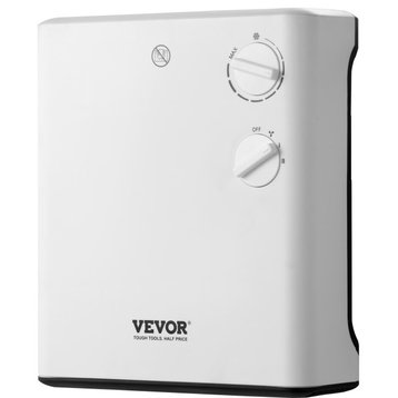 VEVOR Electric Wall Heater 1500W Knob Adjustment Triple Safety Protection Indoor