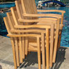 3 Piece Outdoor Teak Dining Set, 20.75" Square Table, 2 Leveb Stacking Chairs