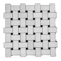 Statuary Crystal Marble Italian White Statuario Basketweave Mosaic Tile with Ner - Home Accessories & Decor