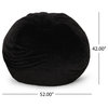Alvin Modern Glam 5 Foot Short Faux Fur Bean Bag, Black