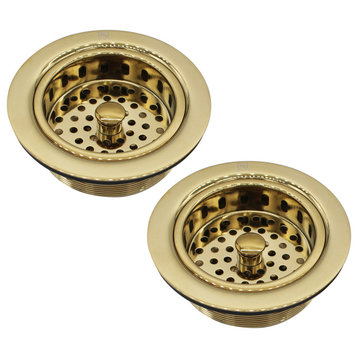 Two Wing Nut Style Large Kitchen Basket Strainer, Satin Nickel, Polished Brass