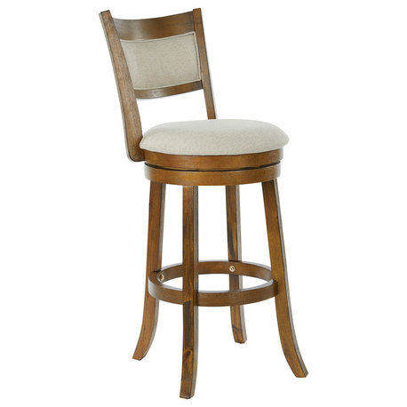 Swivel Stool 30" With Solid Back, Burnt Brown