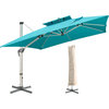 Patio Umbrella, 360° Rotation Double Top Vented Canopy, Turquoise, 10ft Square