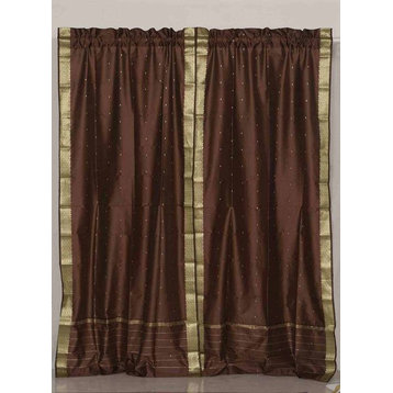 Lined-Brown Rod Pocket  Sheer Sari Curtain / Drape  - 60W x 108L - Piece