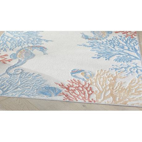 Nourison Pompeii 5'3" x 7'3" Ivory/Multi Nature-inspired Indoor Rug