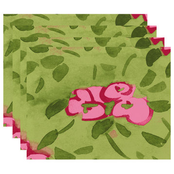 Forget Me Not Floral Print Placemats, Set of 4, 18"x14", Pink