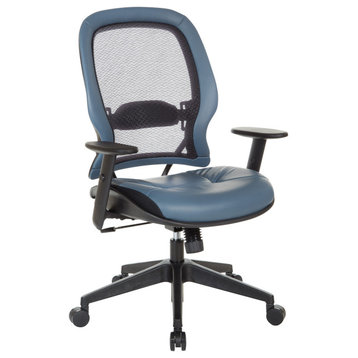 Dark Air Grid Back Managers Office Chair with Dillon Blue Fabric Seat