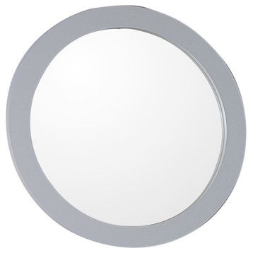 Arlo Round Framed Mirror, Light Gray