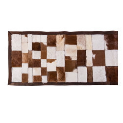 Luxury Handmade Cowhide Patchwork Hallway Runner, Brown White, 7'11"x2'2" - Hall And Stair Runners