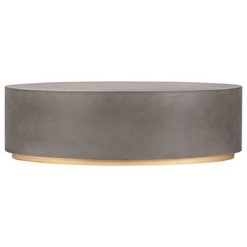Armen Living Anais Concrete/Brass Oval Coffee Table LCAWCOGR