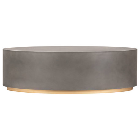 Anais Concrete And Brass Oval Coffee Table