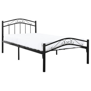 Modway Townhouse Modern Solidly Welded Iron Twin Bed in Black Finish