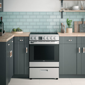 Haier 24" Electric Range with Convection, QAS740RMSS