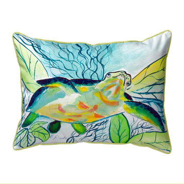 Betsy Drake Smiling Sea Turtle Extra Large Zippered Indoor/Outdoor Pillow 20x24