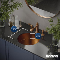 Karran Cinox Stainless Steel Round Undermount Sink, Brushed Copper