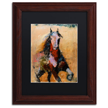 Joarez 'Golden Horse' Framed Art, Wood Frame, 11"x14", Black Matte