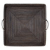 Artifacts Rattan™ Square Tray with Stainless Steel Handles, Tudor Black, 16"x16"