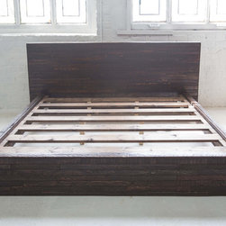 Dark Rustic Platform Bed - Bed Frames