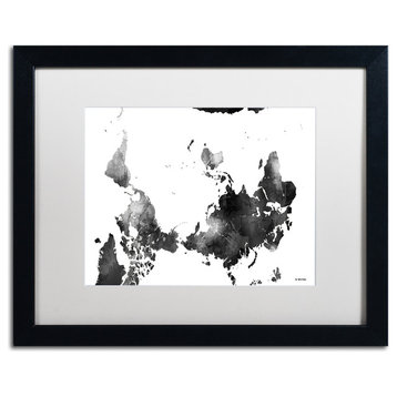 Watson 'Upside Down Map of the World' Art, Black Frame, 16"x20", White Matte