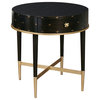 Soft Black Round Accent Table With Storage