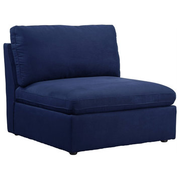 ACME Crosby Tight Back Upholstered Accent Armless Chair in Blue Fabric