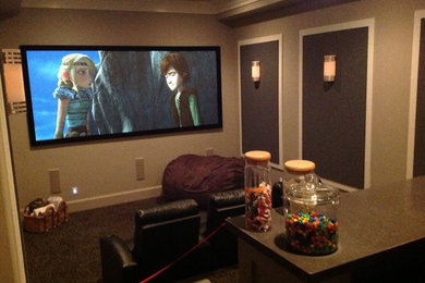 Example of a transitional home theater design in Salt Lake City