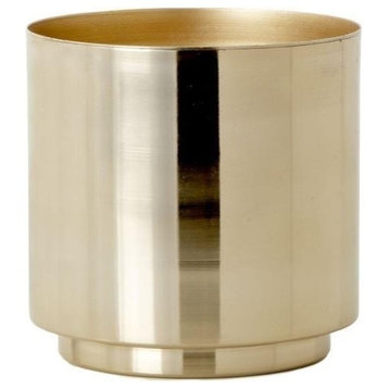 Serene Spaces Living Shiny Gold Finish Vase, Stylish Iron Vase