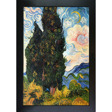 Two Cypresses, New Age Black Frame 24"x36"