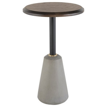 District Eight Exeter Oak Wood & Concrete Side Table in Matte Seared/Gray