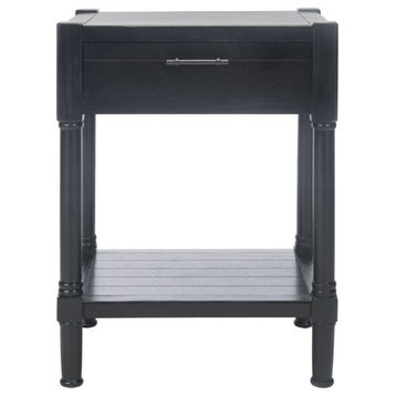 Bertie 1 Drawer Accent Table, Black