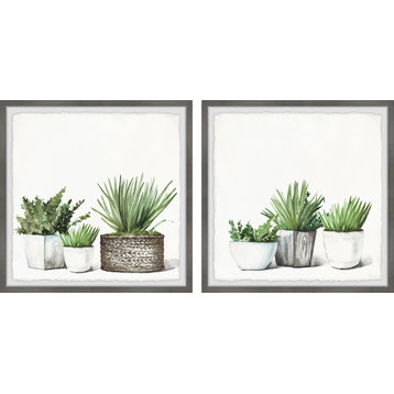 Gorgeous Greens Diptych, Set of 2, 24x24 Panels
