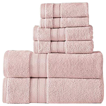 Bergamo 6 Piece Spun Loft Towel Set With Twill Weaving , Pink