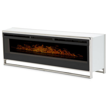 State St. Fireplace with Electric Insert - Glossy White