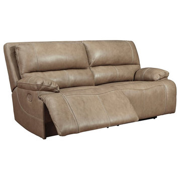 Ashley Furniture Ricmen Leather Power Reclining Sofa in Putty