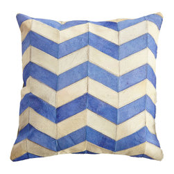 CHEVRON COWHIDE PILLOW COVER &ndash; BLUE - NEW - Decorative Pillows