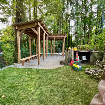 AFTER - Looking West towards the lodge and new pergola