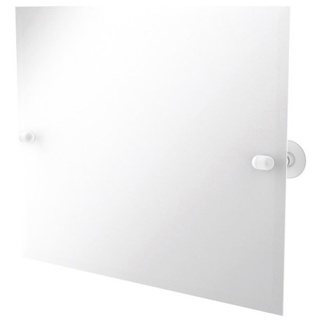 Frameless Landscape Beveled Edge Tilt Mirror, Matte White