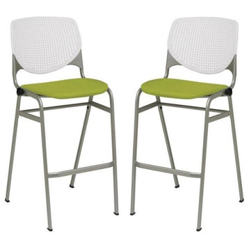 Home Square Stack Fabric Upholstered Seat Barstool in Avocado - Set of 2