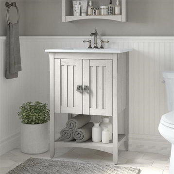 Bush Salinas 24"W Engineered Wood Bathroom Vanity Cabinet in Linen White Oak