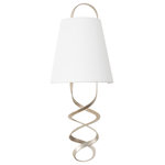 Hudson Valley Lighting - Dota 2 Light Wall Sconce, Warm Silver Leaf - Dota's gorgeous flowing lines are the highlight of this playful yet elegant sconce. Curved metalwork in Vintage Gold Leaf or Warm Silver Leaf twists and swirls in a tranquil loop that draws the eye and creates an open, airy spiral silhouette against the wall. The tapered white linen shade grounds the design and adds a traditional element that makes the piece extremely useable.