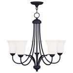 Livex Lighting - Ridgedale Chandelier, Black - Bring a simple, yet eye-catching style into your home with this lovely chandelier. The geometric design will add interest to kitchens and dining rooms alike. Painted in a black finish, this design will bring light for years to come.�