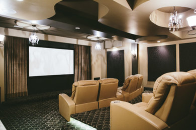 Inspiration for a timeless home theater remodel in Chicago