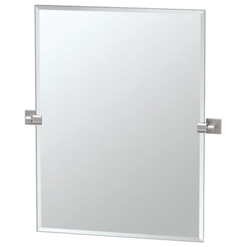 Elevate 31.5" Frameless Rectangle Mirror, Satin Nickel