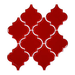 Arabesque Glass Tile  Water Jet Series - Ruby Red - Tile