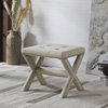 Linen Blend Accent Bench With Champagne Nail Heads, Natural