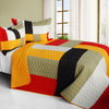 Stable Life 3PC Vermicelli-Quilted Patchwork Quilt Set-Full/Queen Size