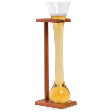 Half Yard Of Ale Glass, Wooden Stand, 24 Oz