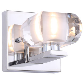 Woodbridge Lighting Claudia Chrome 1-Light Bath, Rounded Square Crystal Accent