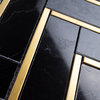 Tnngg-04 Herringbone Black And Gold Polished Marble Mosaic Tile, 10 Sheets