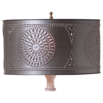 Table Lamp Drum Shade with Chisel in Kettle Black